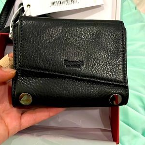 Hammit small black leather wallet shoulder bag NEW Never used